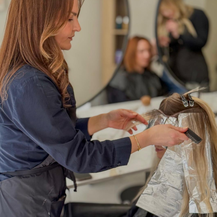 person doing someones hair